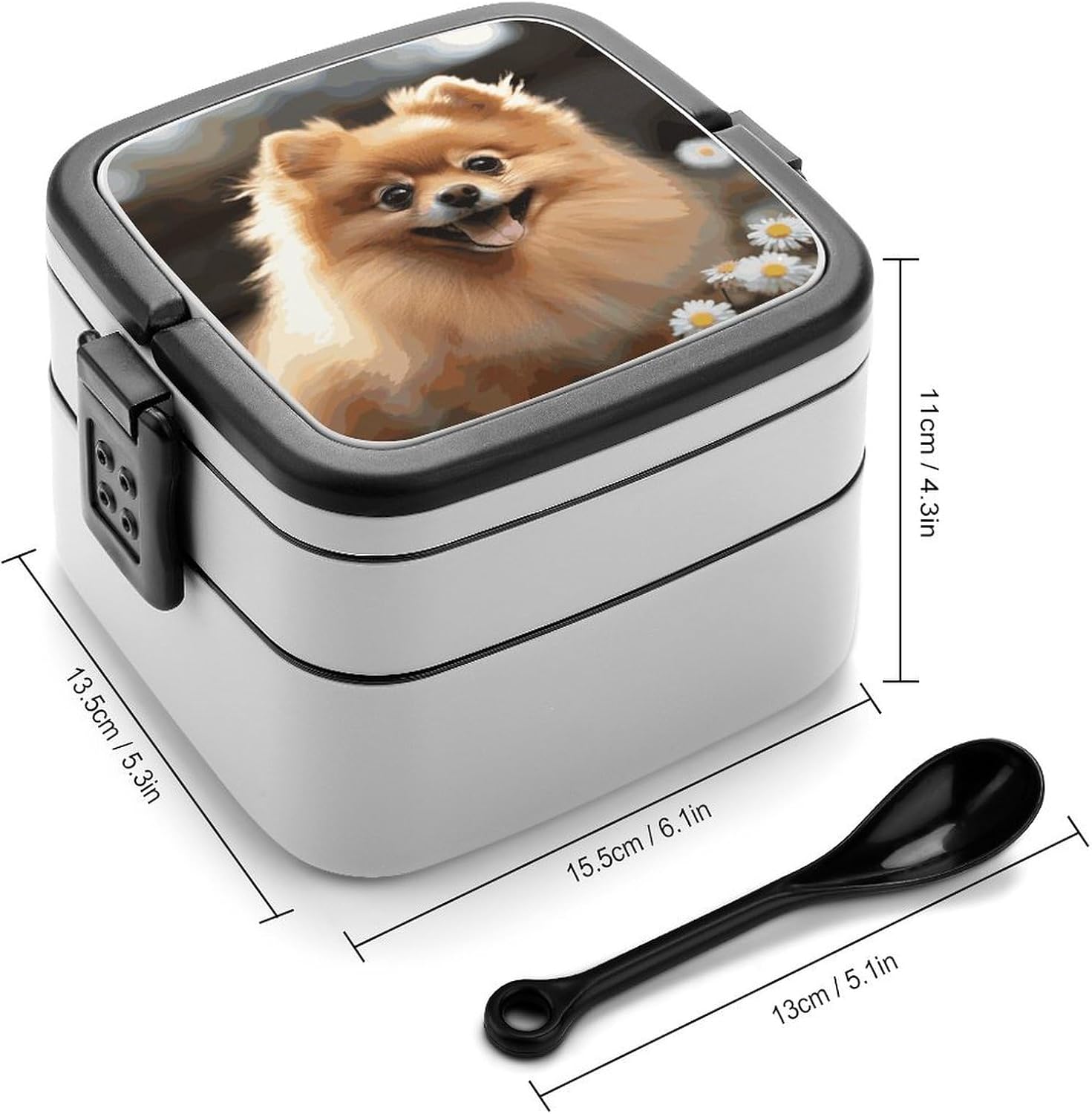 Adults Lunch Box Adult Bento Box Stackable Bento Box BPA-Free Pomeranian Dog Lunch Box Food Container Ideal for Meal Prep, Work, And On The Go