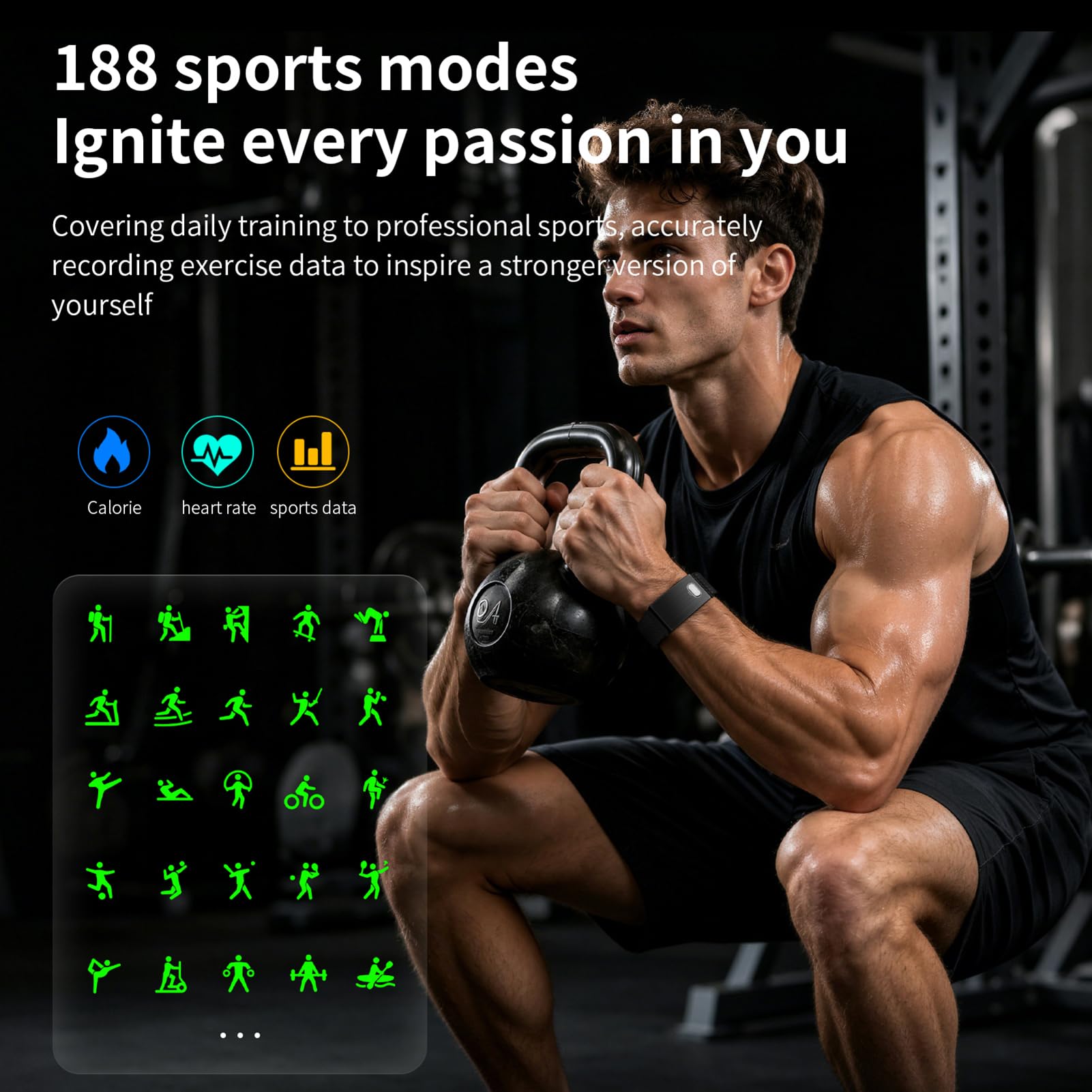 ASHATA Smart Health Band Fitness Tracker IP68 étanche à l'eau HRV et