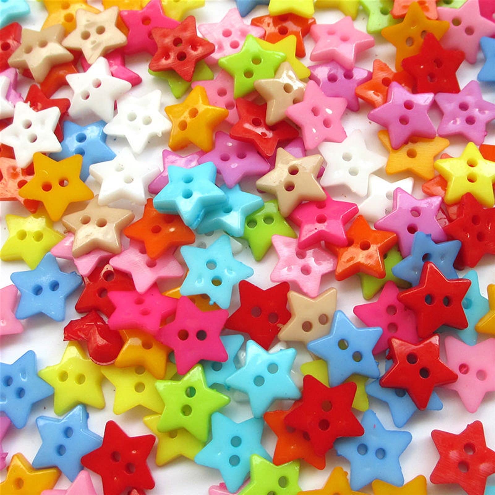 Botones Botón 100 Uds 12mm plástico Adorable Mini Estrella 2 Agujeros Ropa for Manualidades Scrapbooking Accesorios de Costura