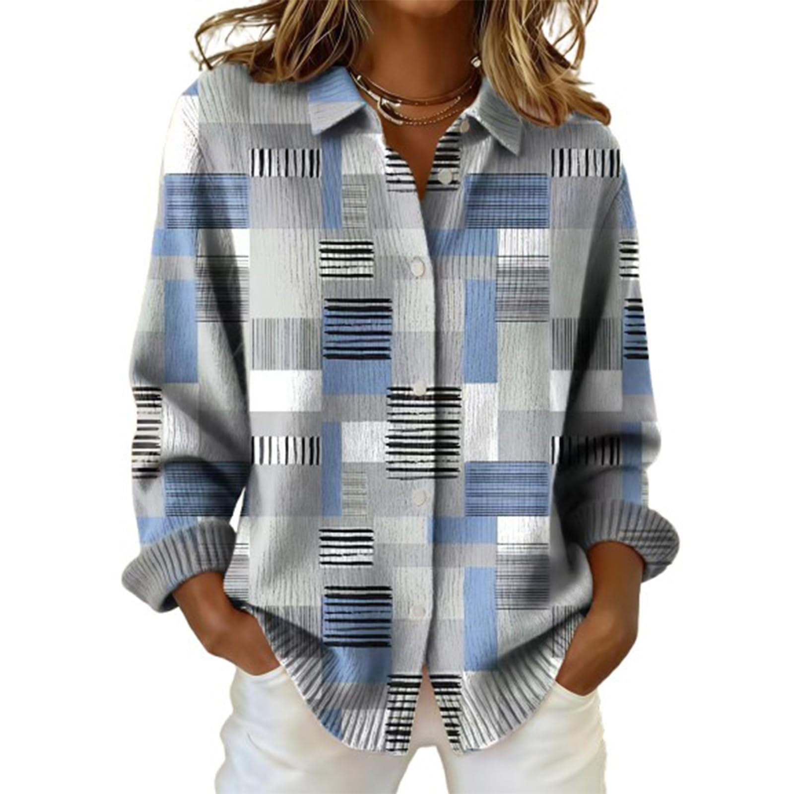 Women’s Plaid Print Buttoned Cardigan Sweater Soft Long-Sleeve Checkered Knitwear