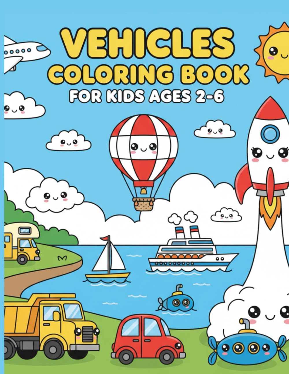 Vehicles Coloring Book: Fun & Easy Coloring for Kids Ages 2–6