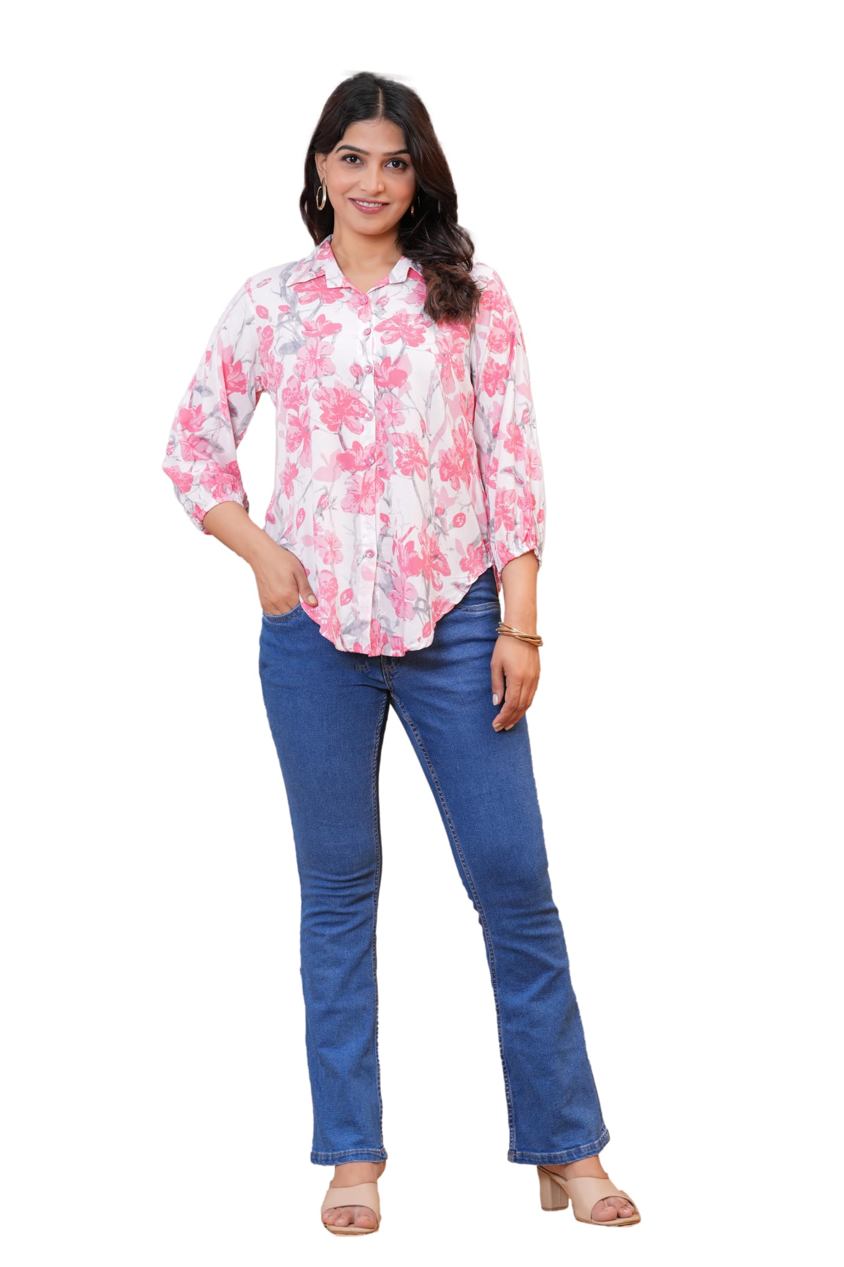maquien Women's Rayon Printed Shirt(Shirt208Pinkshirt)-picture-10