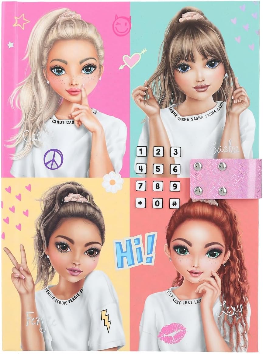 Depesche 12710 TOPModel Snap Shots Diary with Number Code and Sound, Book with 80 Lined and Colourful Illustrated Pages