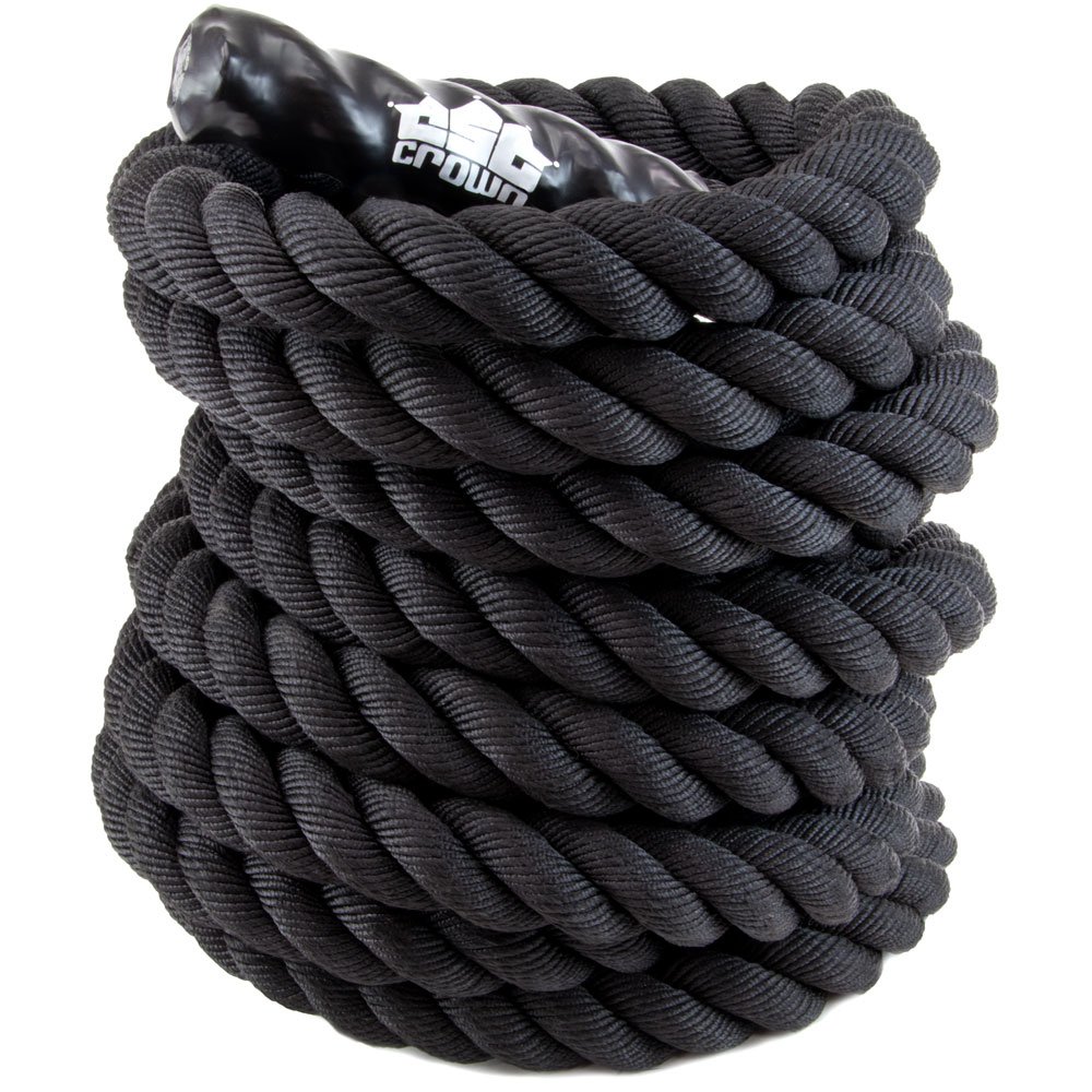 Crown Sporting Goods Battle Seile - strapazierfähiges Poly Dacron Seil mit Gummigriffen, Fitnessgerät für Zuhause, Büro, Profi Gym & WOD Training Rope