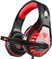 Vista 1 de ENVEL Auriculares para juegos para PS4 PS5 Switch, sonido envolvente estéreo, micrófono omnidireccional vibración luz LED compatible con Xbox One X