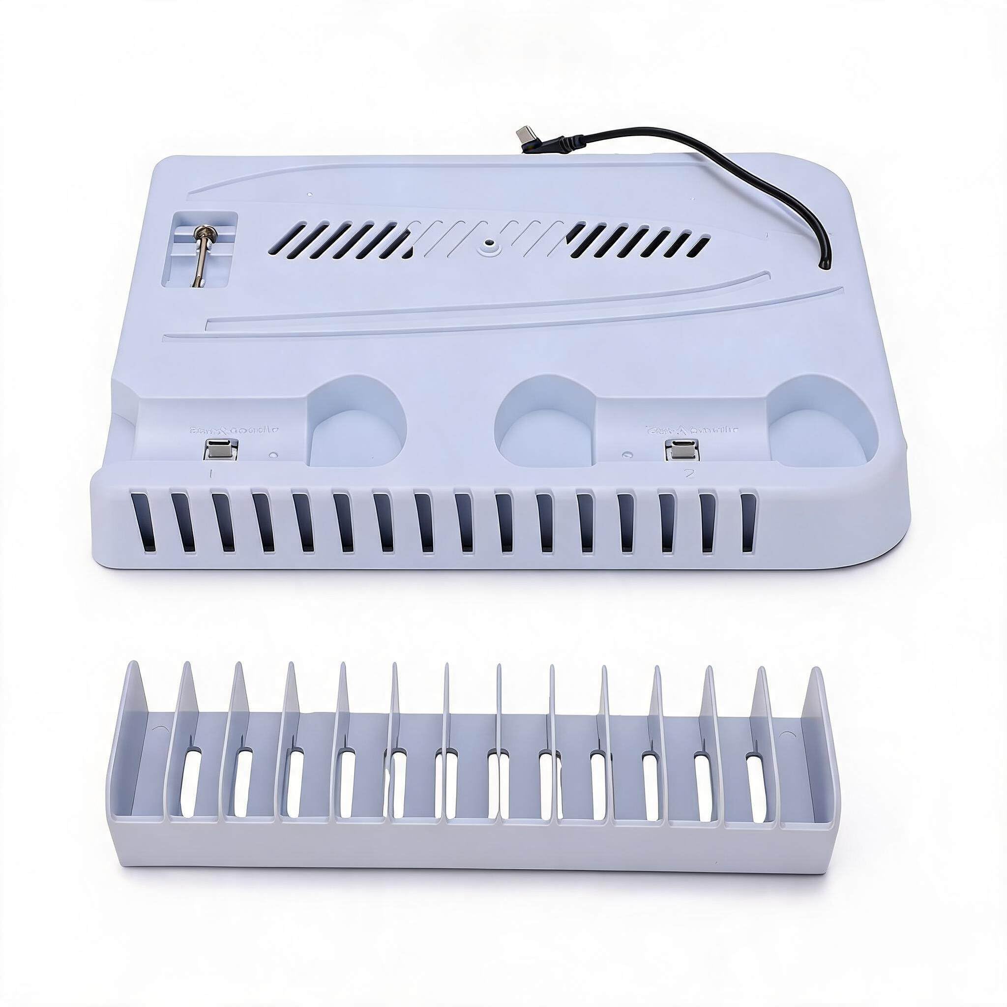 Sxhlseller Stazione di Raffreddamento per Console con Caricatore Doppio Controller, Supporto Ventola RGB con Raffreddamento Silenzioso a 3 Livelli, Ricarica Rapida Wireless per PRO 2024