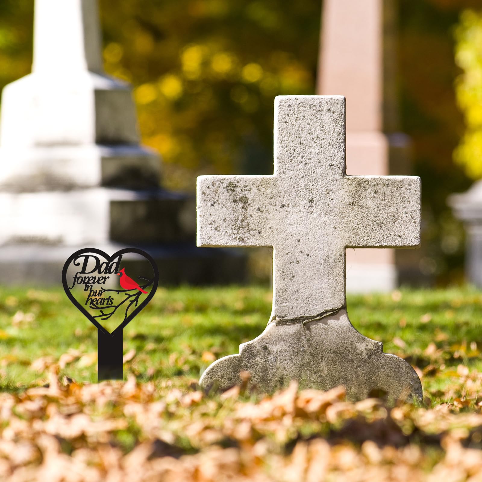 Blulu Grabmarkierung Mit Kardinal-Motiv – Doppelseitige Gedenktafel Aus Metall Für Friedhof & Garten