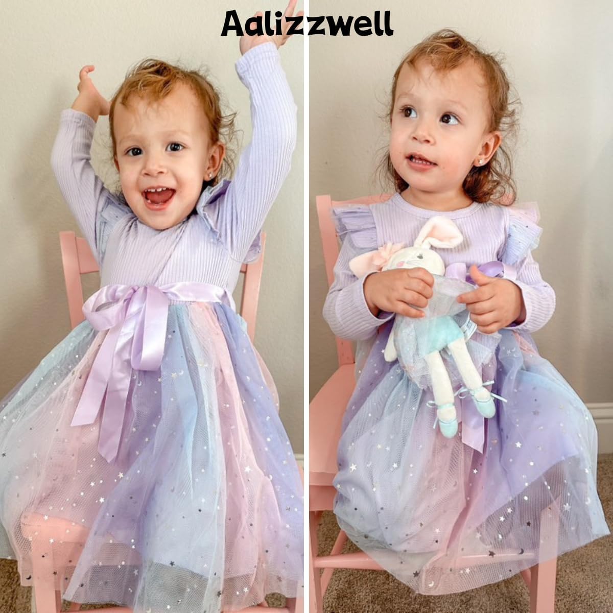 Toddler Girl Long Sleeve Tulle Dress 1-5 Years - Image 2