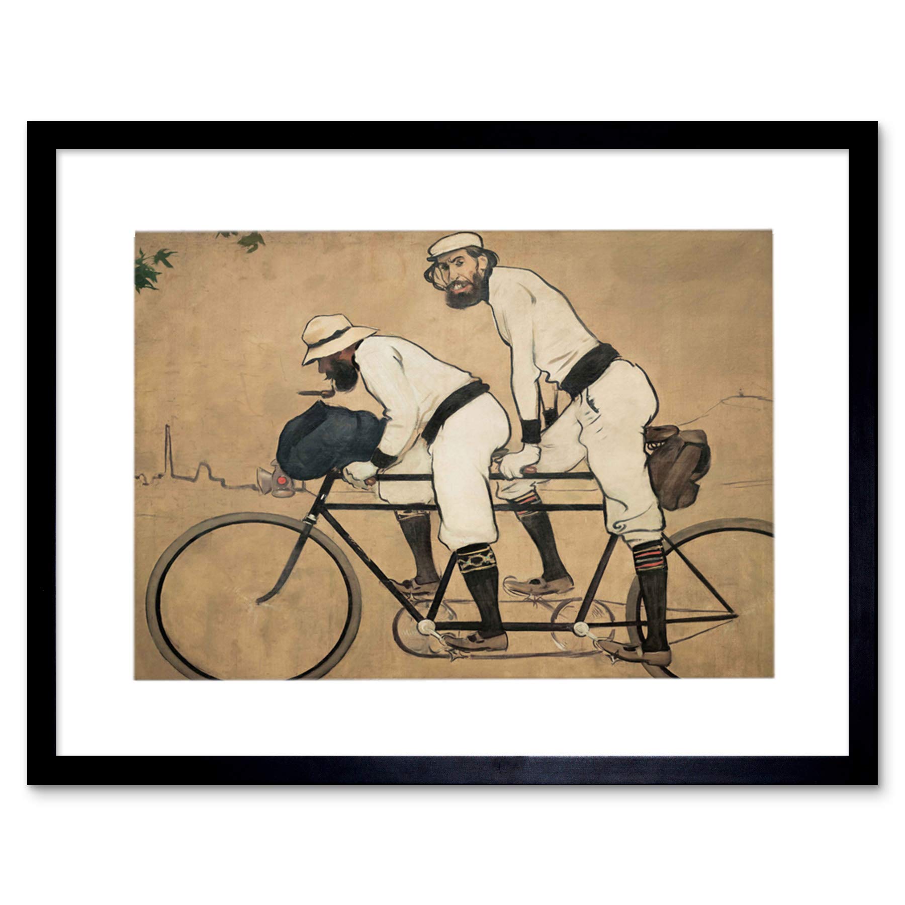 Wee Blue Coo Ramon Casas Pere Romeu Tandem Bicycle Framed Wall Art Print