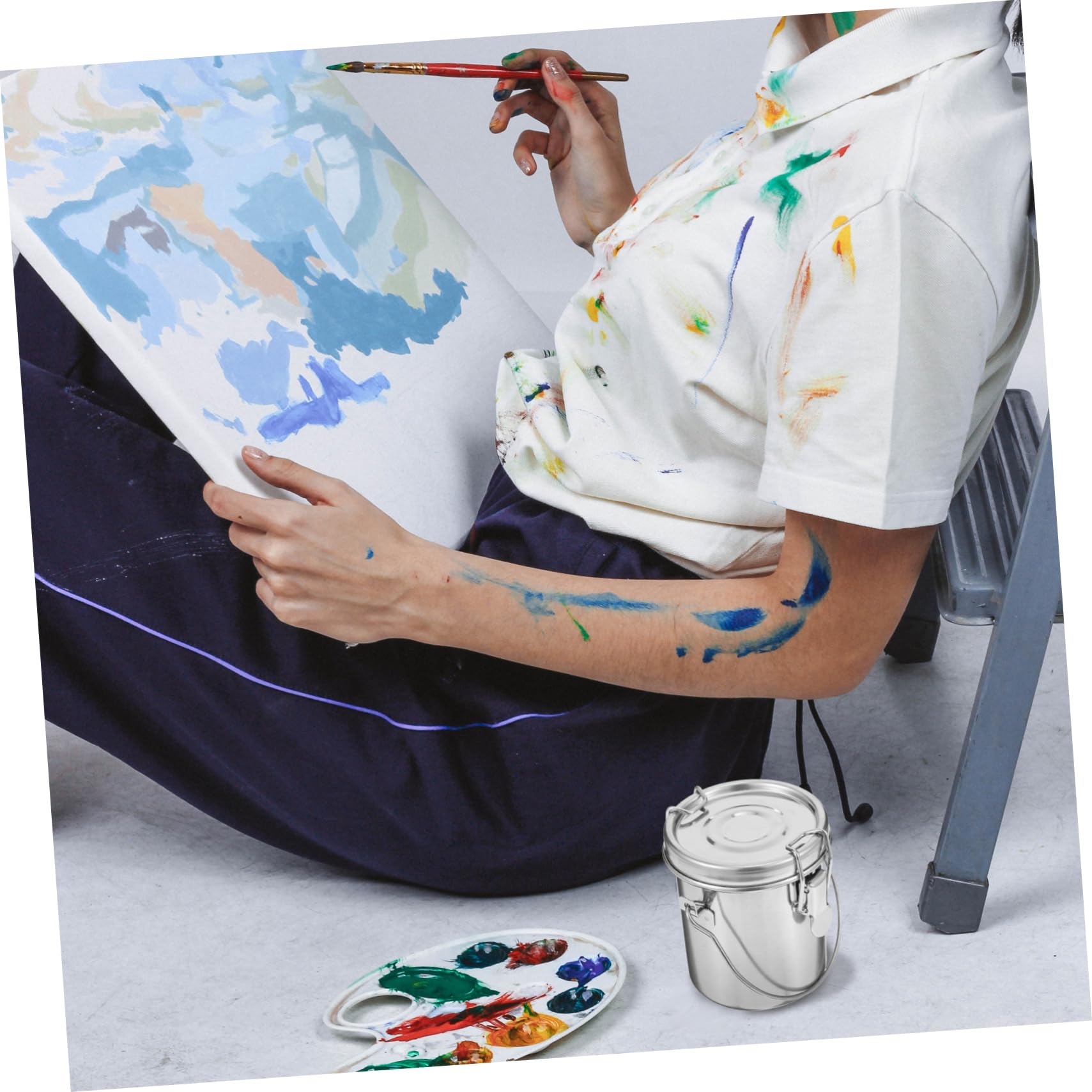 Tofficu Lightweight Artist Brush Basin Brush Washer Painting Paint Brush Cup Oil Pot for Watercolor Oil Acrylic