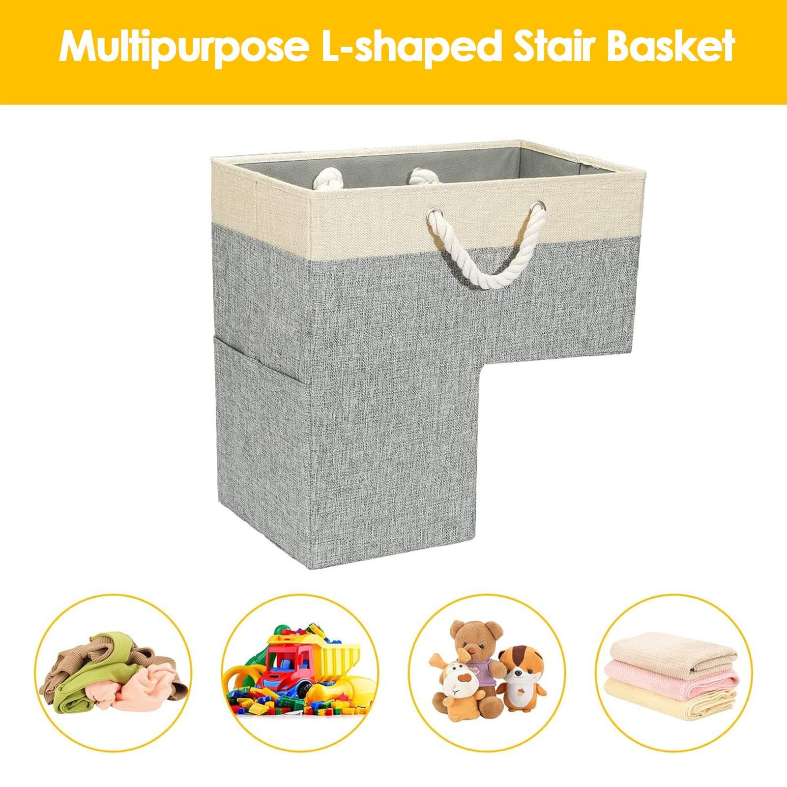 L-Form Treppenkorb Organizer - Faltbarer Aufbewahrungskorb Mit PU-Ledergriffen