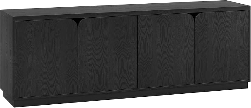 Henn&Hart TV Stand for TVs up to 78" with Concealed Storage Cabinets and Adjustable Shelves for Living Room, Family Room, or Office, Natural Black
