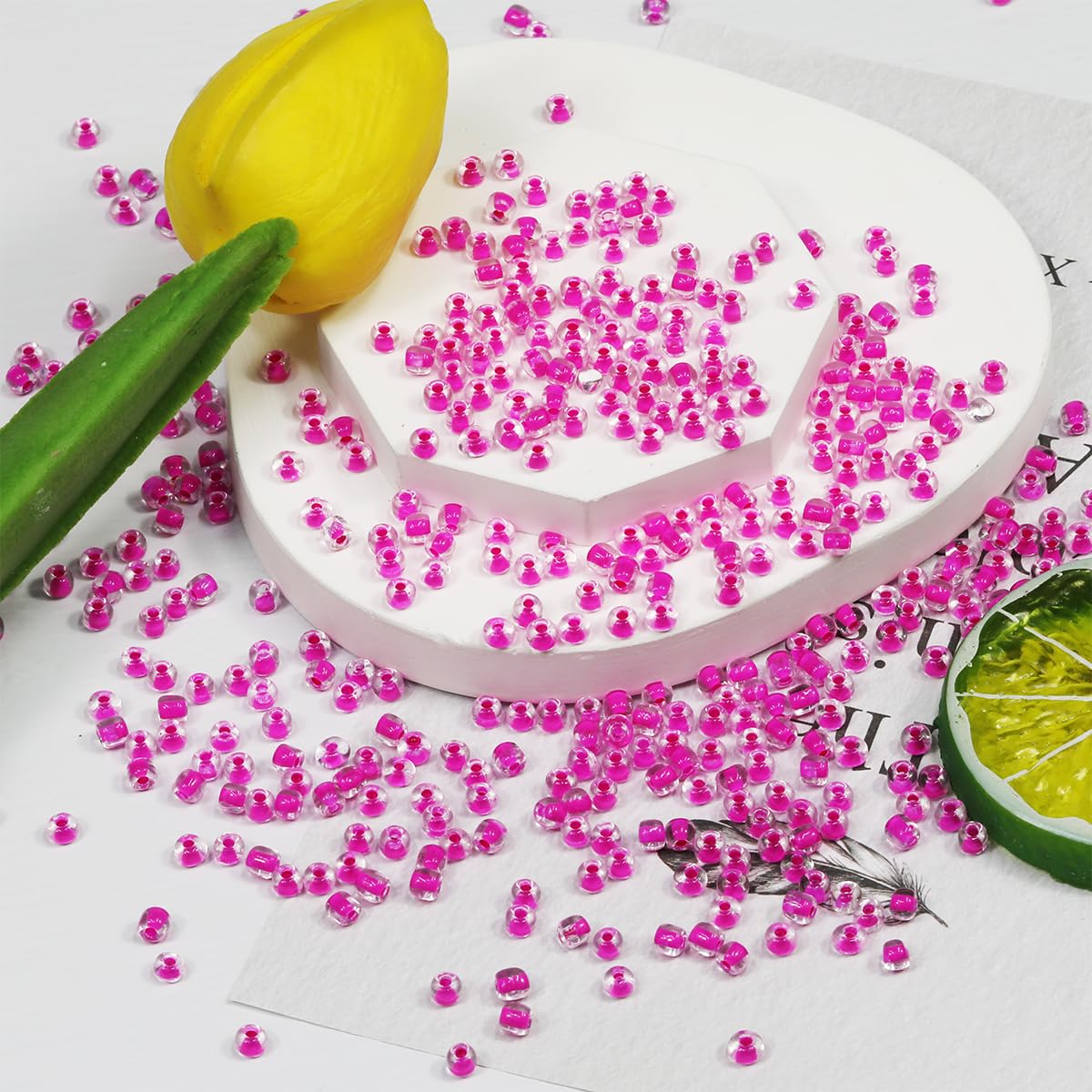 Rose Red AB Seed Beads 4mm | 110 Grams (About 1600pcs) For Jewelry Making | 6/0 Glass Beads Kit - View #8