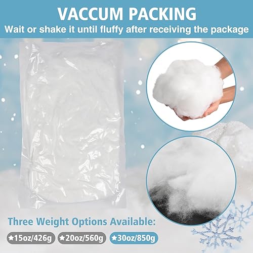 Miniatura 7 de Biggun Decoración de nieve falsa de Navidad, manta de nieve artificial de 20 onzas, decoración de nieve falsa de Navidad, esponjosa, fibra de nieve
