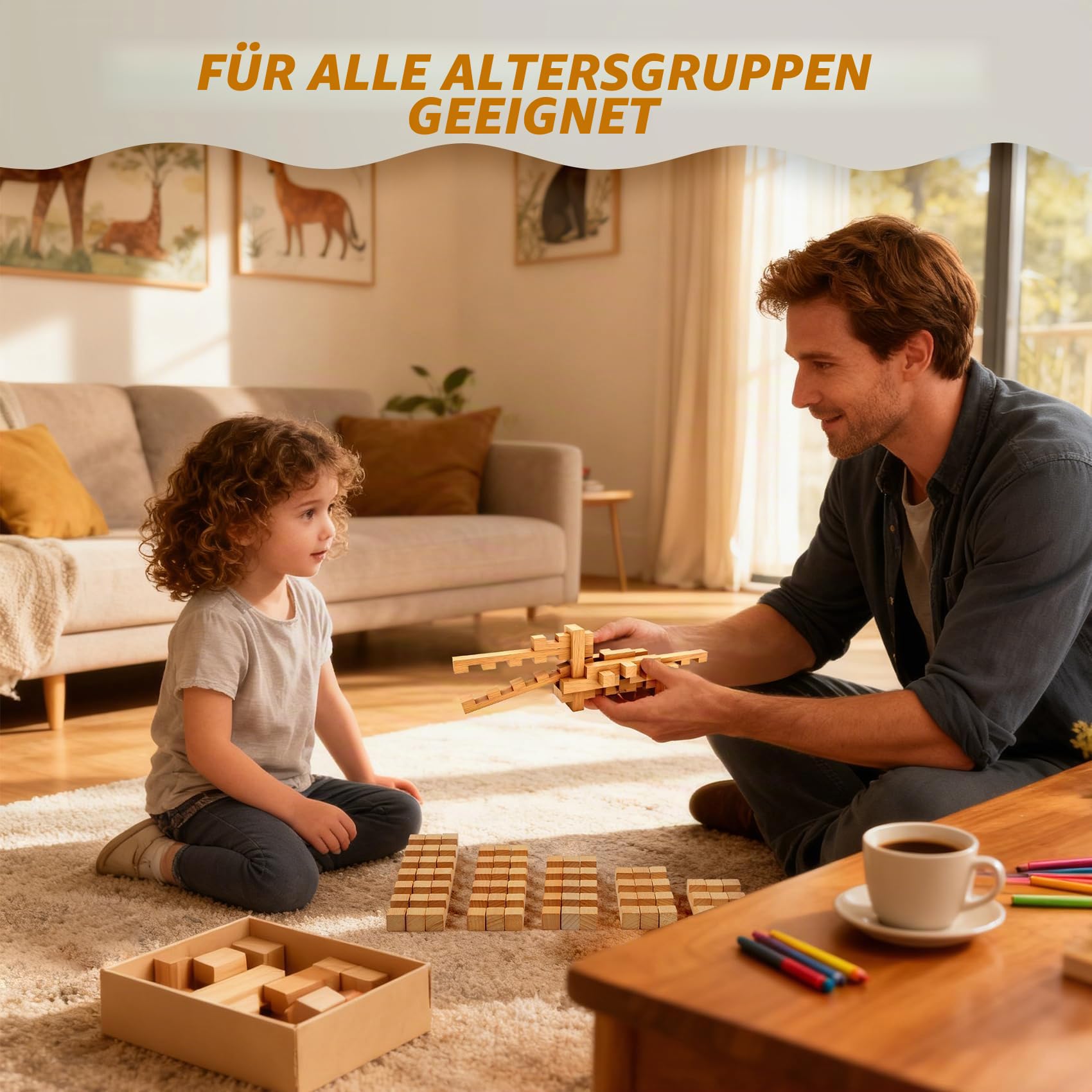 Bauklötze Holz - 15&20+ Formen, Knobelspiele für Erwachsene & Kinder, 3D Puzzle, STEM Klemmbausteine. Montessori Holzspielzeug Geschenk für Alter 5+ (20 in 1 Premium-Version)