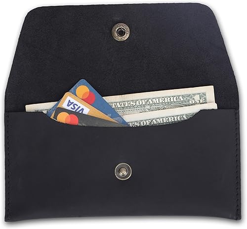 Miniatura 2 de The Antiq Cartera de viaje de cuero genuino para hombres y mujeres, organizador compacto con cierre de botón para efectivo, tarjetas, soporte para