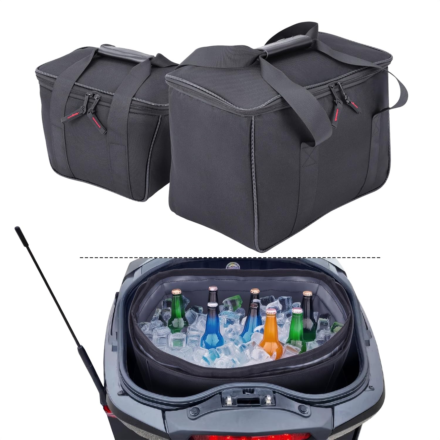Portable Soft Cooler Rear Storage Cargo Bag, Leak Proof Beach Cooler Portable Lightweight Camping Cooler Soft Ice Chest for Can Am Spyder RT/RT-L/RT-S 2010-2019(Set of 2)
