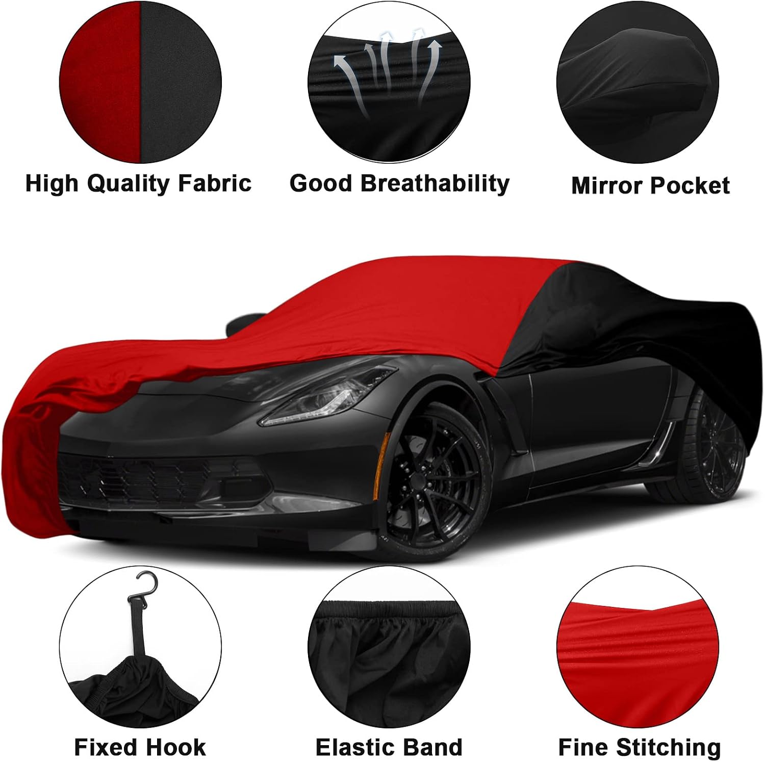 Indoor Car Cover Replace for 2014–2019 Corvette C7, Luxurious Stretch Satin Ultimate Custom-fit Indoor Breathable Car Cover for Dust-Proof, Underground Garage, Car Show (C7)