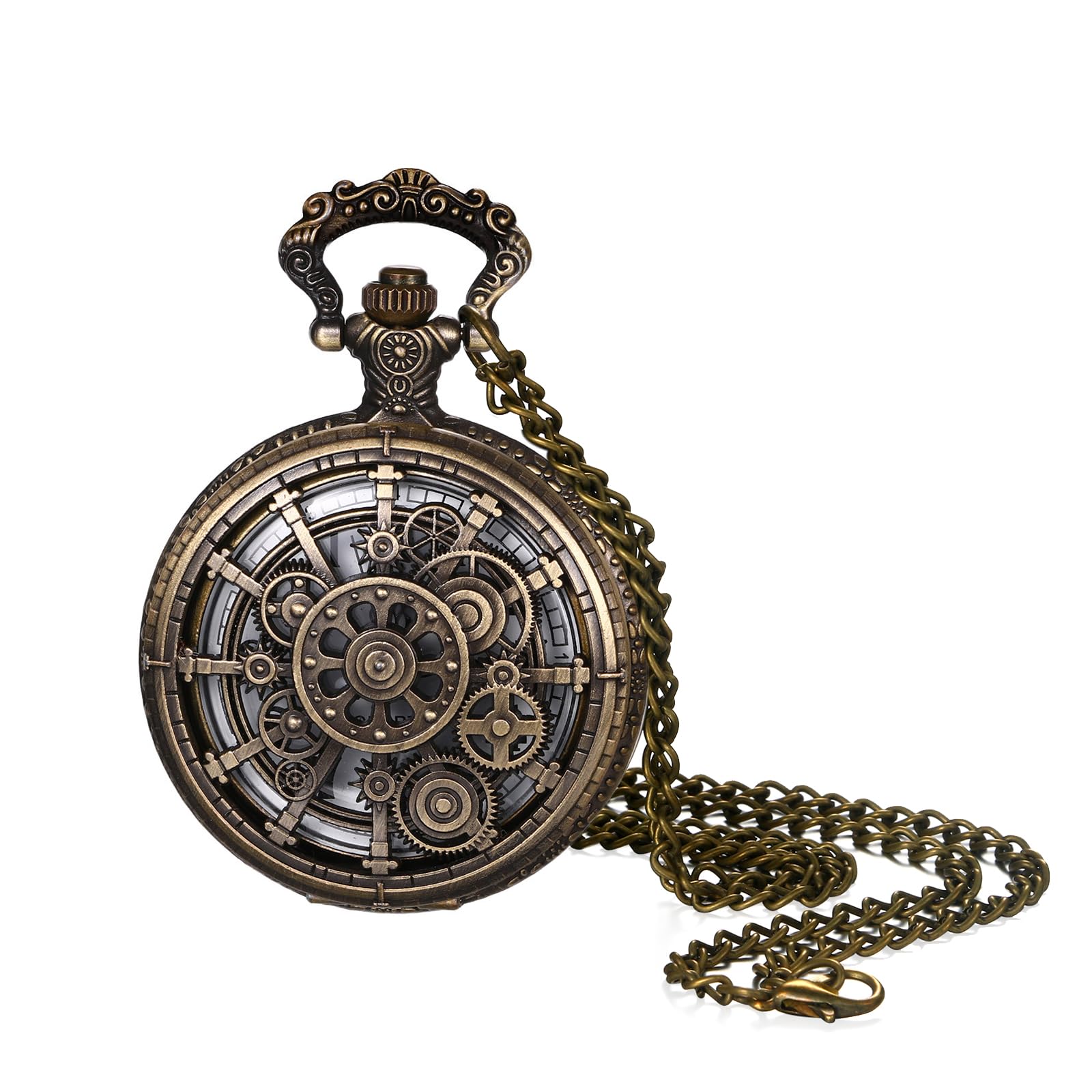 Vintage Owl Pocket Watch Steampunk Novelty Locket Quartz Pendant Necklace Watches with 31.5 Inch Chain-image-32