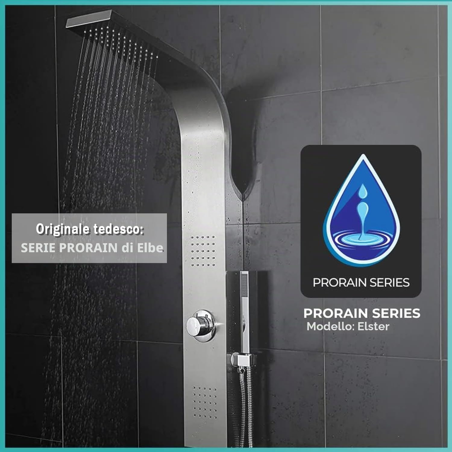 Elbe Pannello Doccia in Acciaio Inox 304 Colonna Doccia Idromassaggio Senza Miscelatore con 3 Funzioni e Doccetta, per Bagno, facile da installare