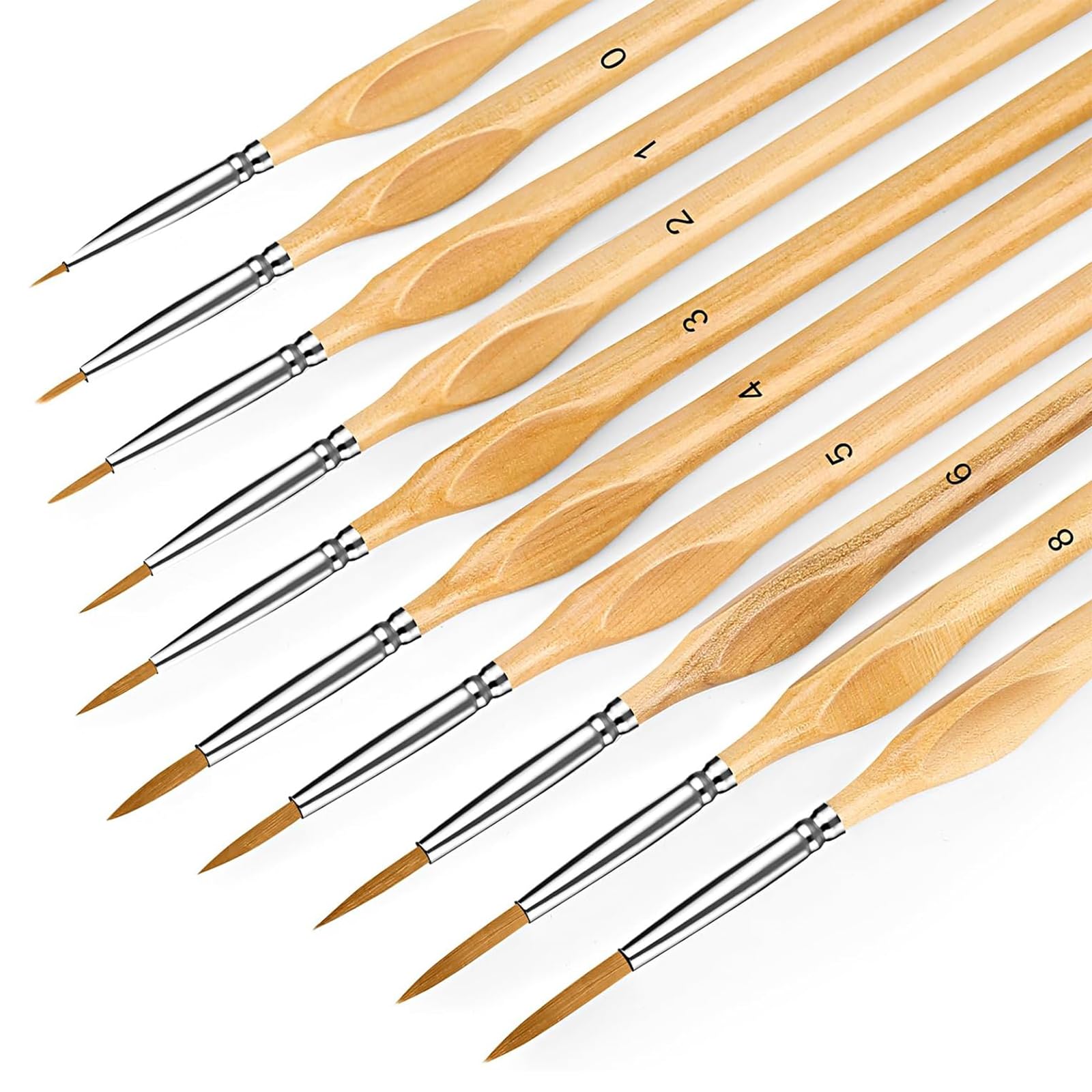 JoyzzzMiniature Paint Brushes, 10 PCS Small Paint Brush with Smooth Wood Handle, Fine Detail Paint Brush Set with Strong Water Absorption, Mini Painting Brushes for Art, Crafts, Acrylic, Oil Etc