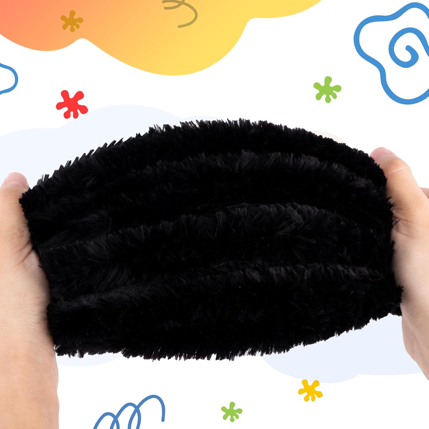 Caydo 50PCS Extra Thick Pipe Cleaners with 100pcs Eyes, Jumbo Black Chenille Stems for Kids Craft DIY Projects Creative Home Decoration(30 mm x 12 Inch)