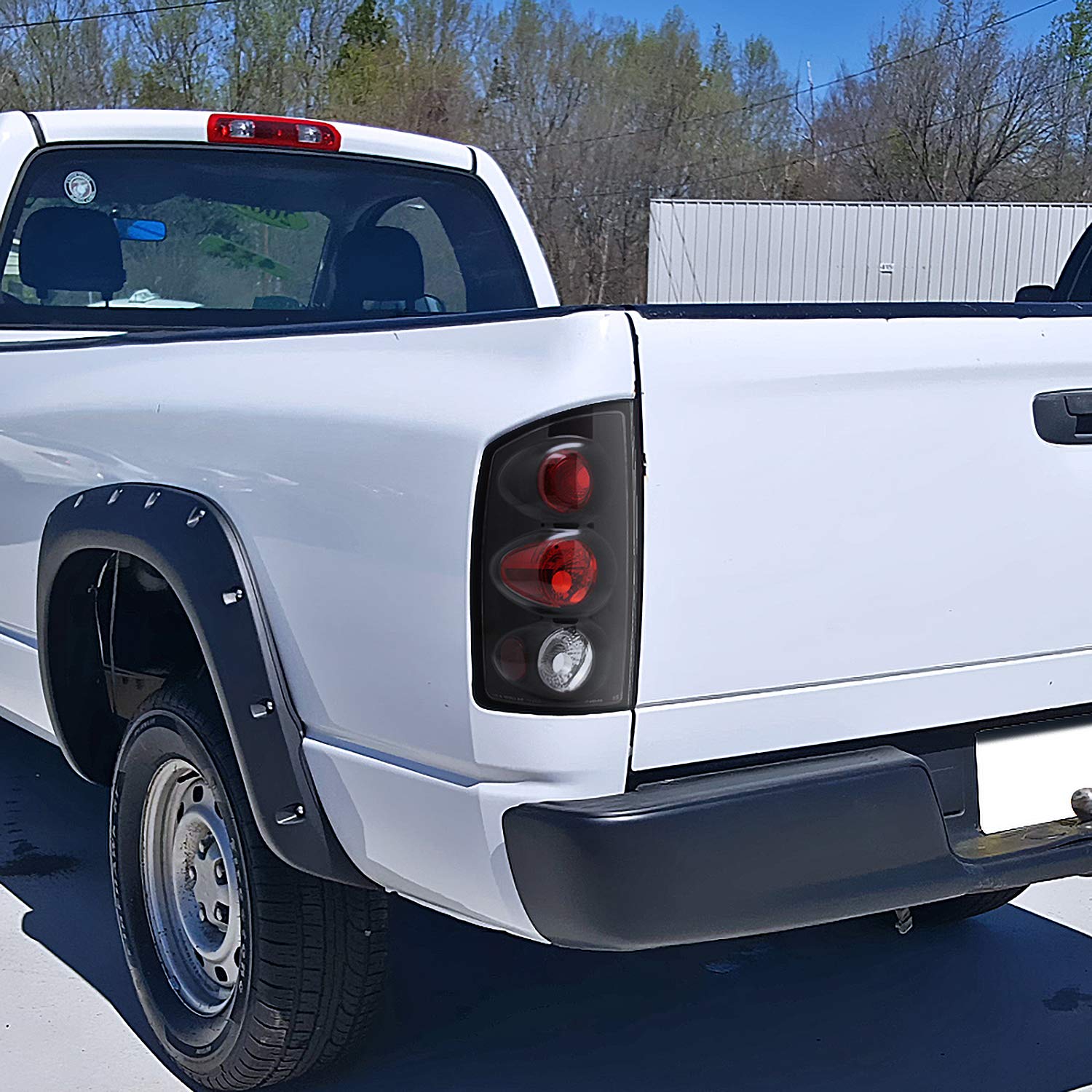 Spec-D Tuning Black Tail Lights Compatible with 2002-2006 Dodge Ram 1500/2500/3500, Left + Right Pair Assembly