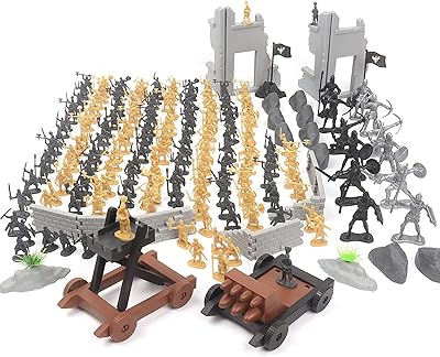 OTONOPI Toy Soldiers Medieval Knight Action Figure Castle Playset Classic Army Men Military Toys Ancient Soldiers Warriors 250PCS with Carrying Bags