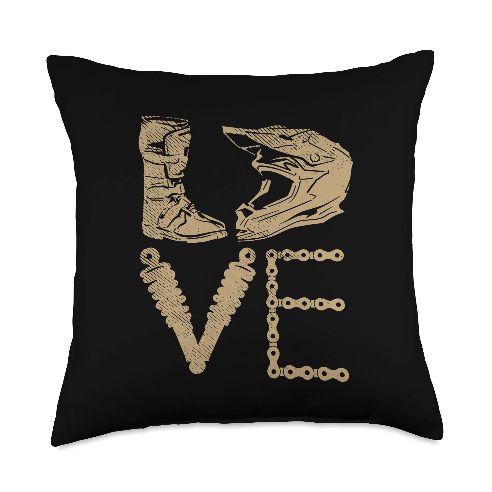 Love Dirt Bike Boots Helmet Motocross Motorcycle Racing Gift Throw Pillow