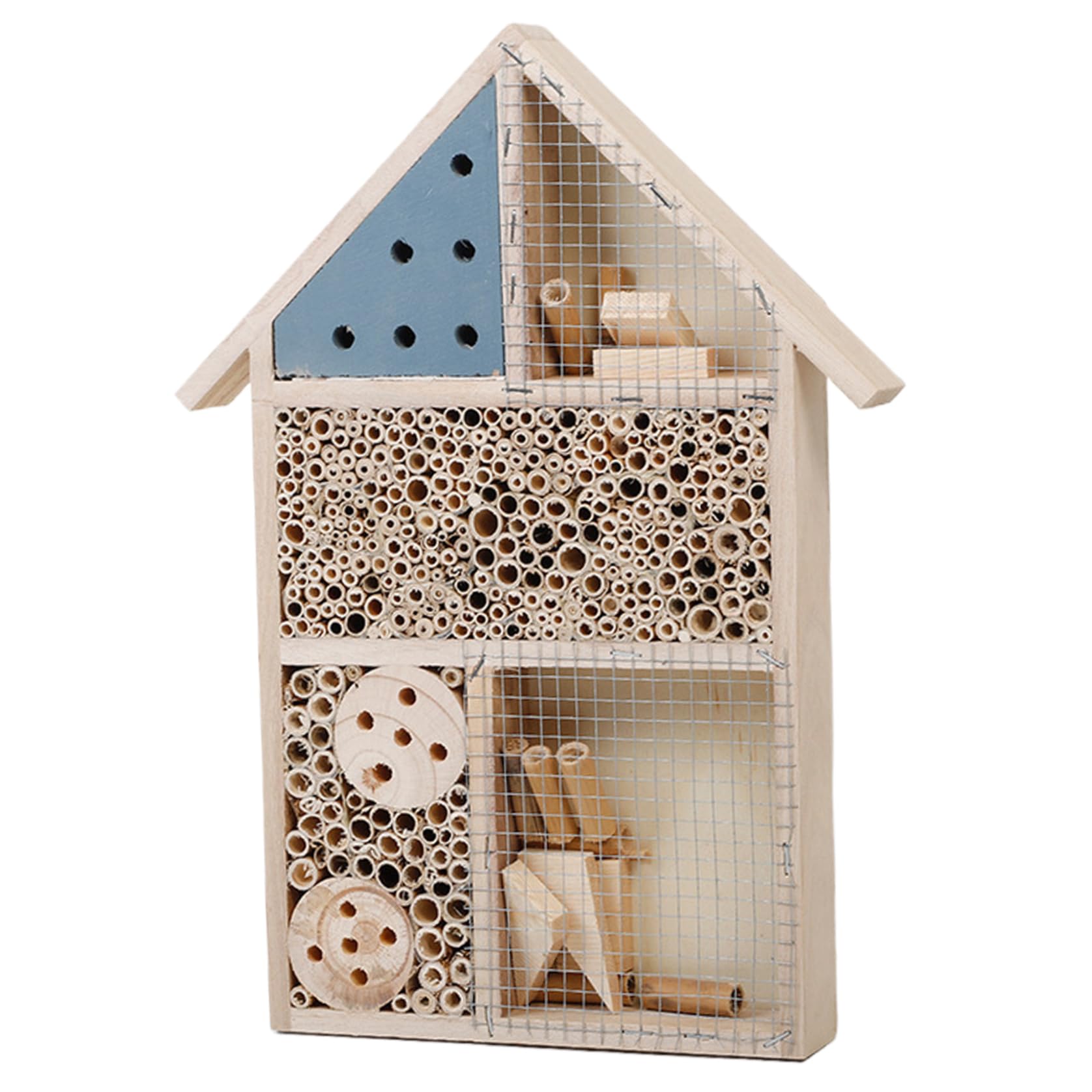 BeVistoso Bee House 10x14x2 Inch Natural Wooden Visible Garden Bee Hotel with Diverse Rooms for Ladybirds Lacewings Dragonflies