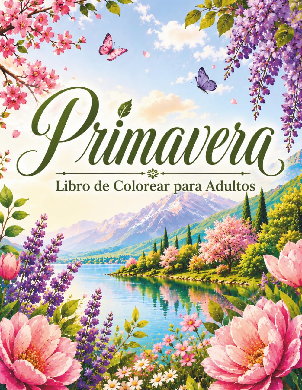 Primavera Libro de Colorear para Adultos: Ilustraciones Relajantes de Jardines, Paisajes Naturales, Flores para Relajación y Antiestrés