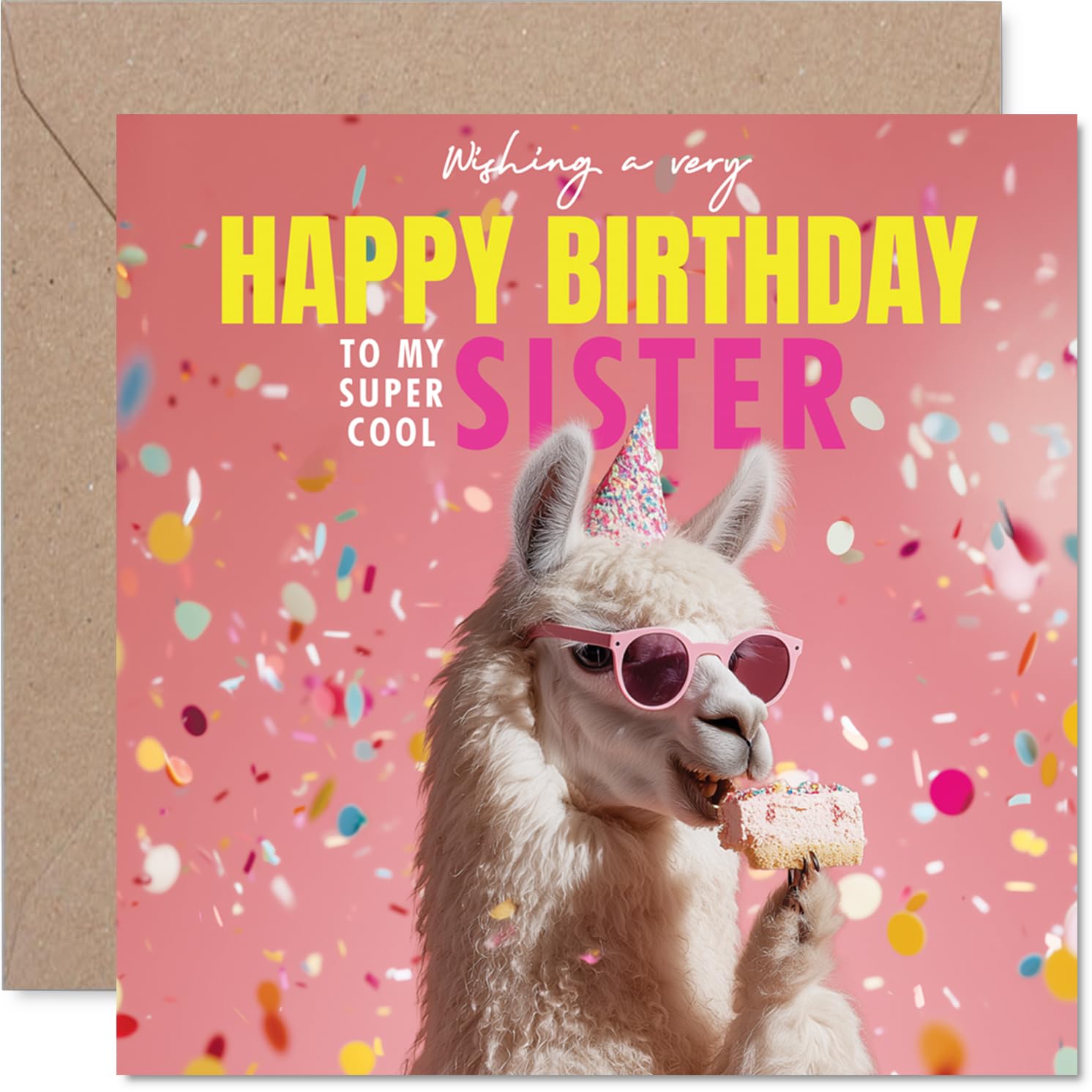 Sister Birthday Card - Llam-azing Cake - Happy Birthday Card for Sister from Brother Sibling, 145mm funny llama Bday Greeting Cards