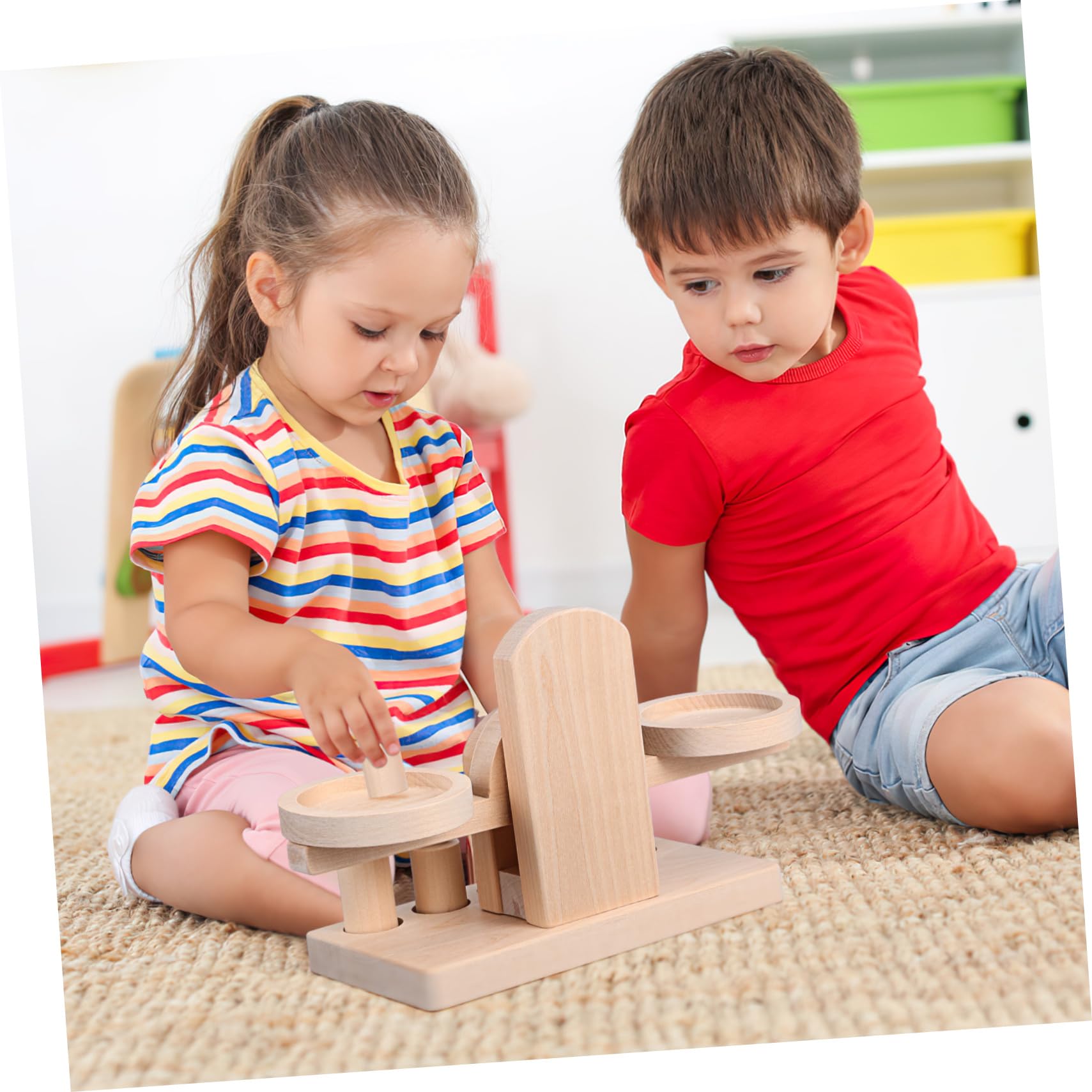 Bilancia in Legno Gioco Educativo Montessori per Ragazzo Ragazza e Studenti | Materiale Matematico Montessori, Superficie Rotonda Liscia, Gioco da Tavolo Educativo per Regalo