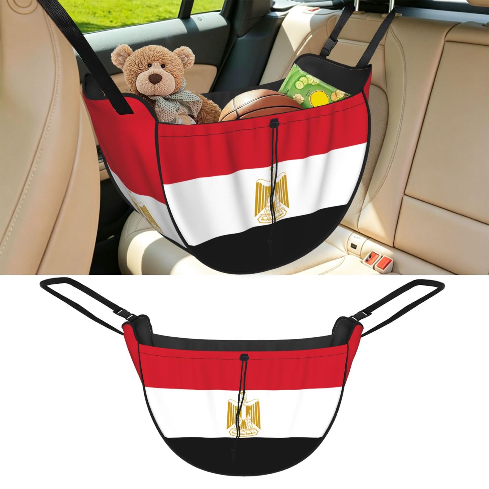 Cntdbu Black Egyptian Flag Car Seat Organizer-Backseat Storage Bag For Travel