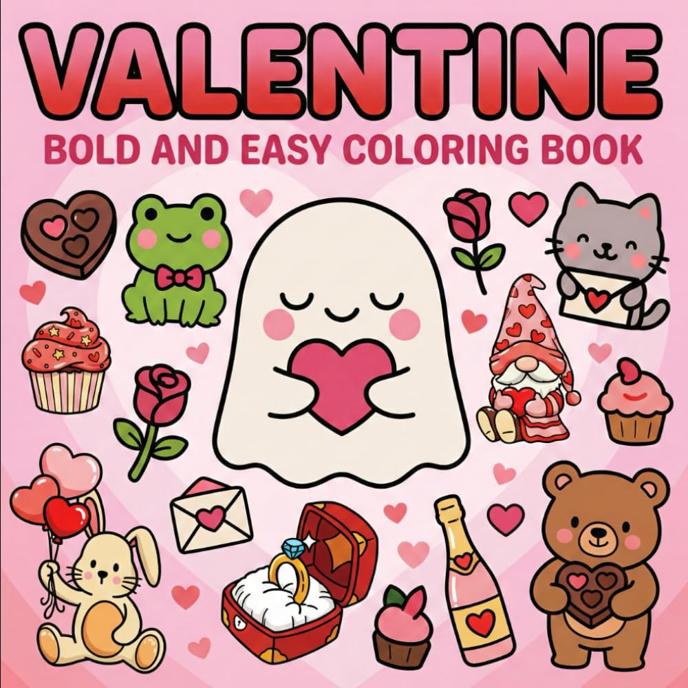 Valentine Bold and Easy Coloring Book