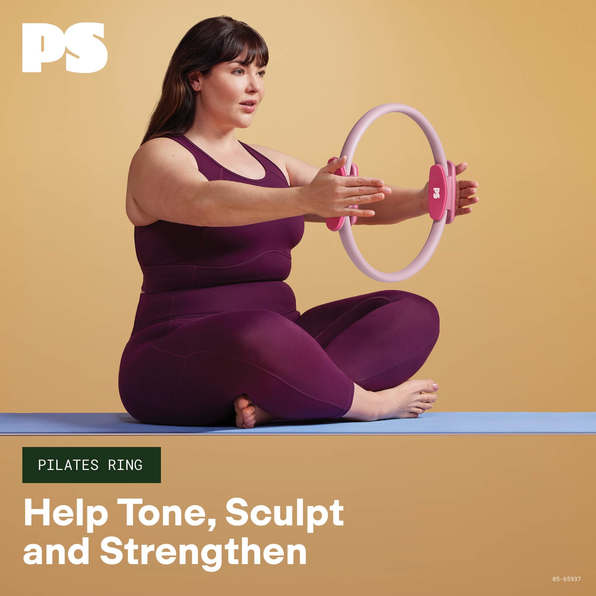POPSUGAR Pilates Ring, 15" Dual-Grip Circle (Lilac/Berry)
