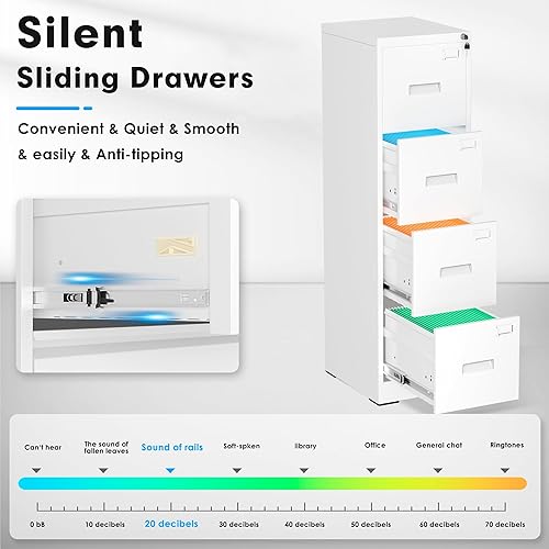 Miniatura 98 de Greenvelly Archivador D de 18 pulgadas, archivador de 3 cajones con cerradura, archivador vertical con bloqueo para oficina en casa, archivador