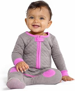 Baby Deedee Sleepsie Cotton Quilted Footie Pajama, 612 Months, SlateHot Pink Price In India