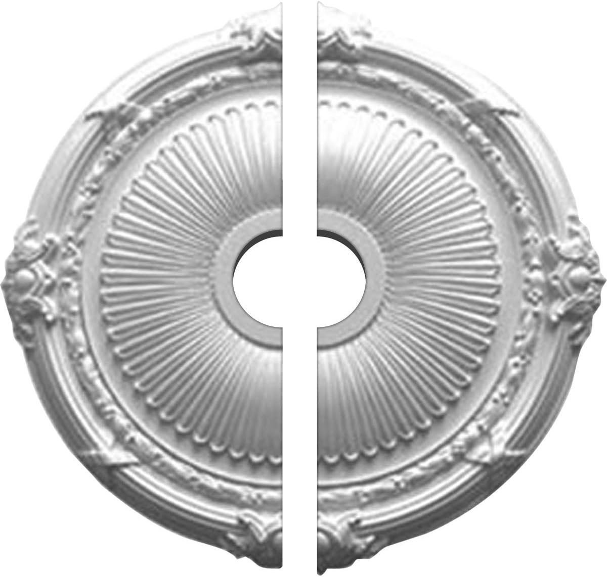 Ekena Millwork CM27HE2 Heaton Ceiling Medallion 27 1/2"OD x 3 7/8"ID x 2 1/4"P (Fits Canopies up to 6 1/2") Factory Primed