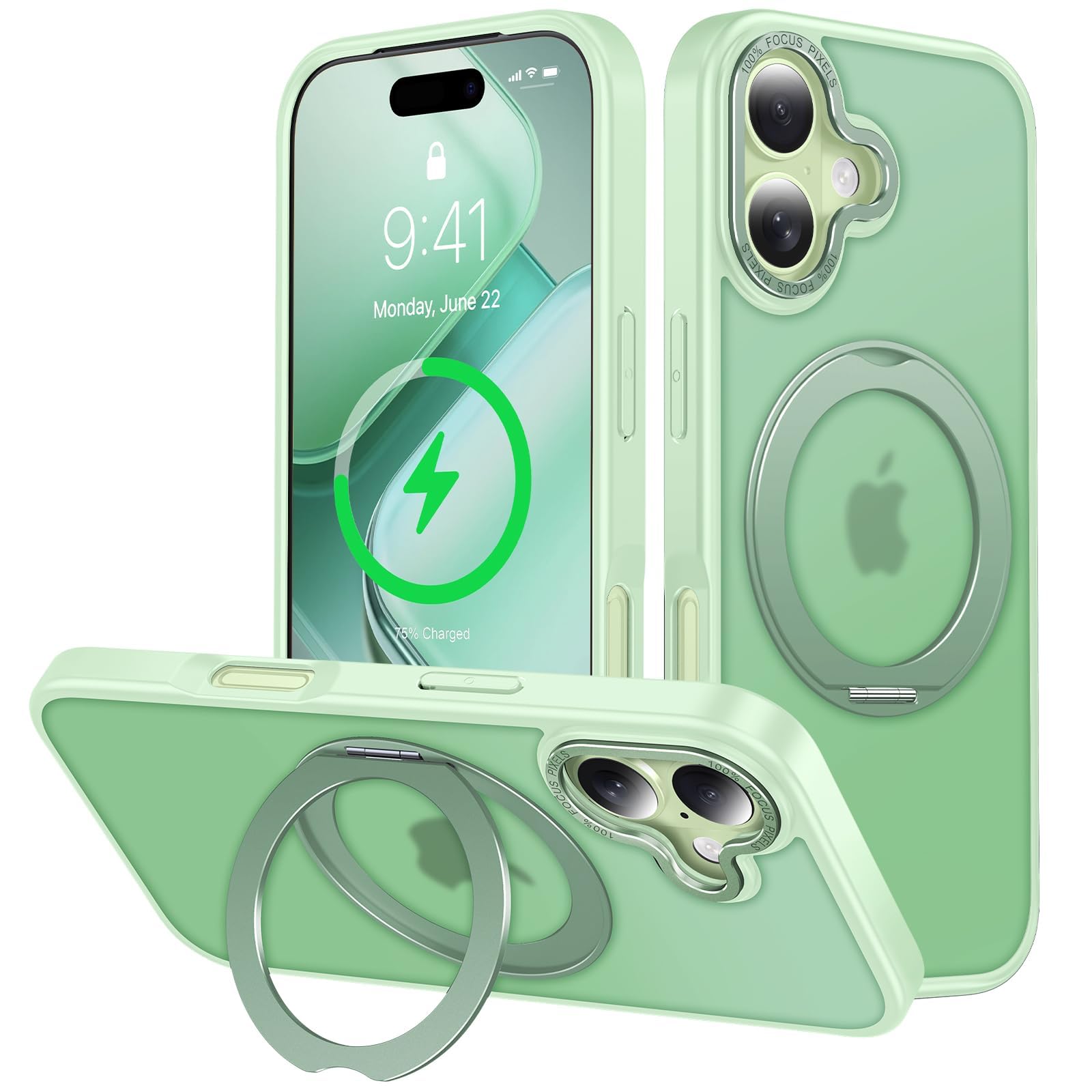 iPhone 17 用 ケース Magsafe対応 ワイヤレス充電 360°回転…