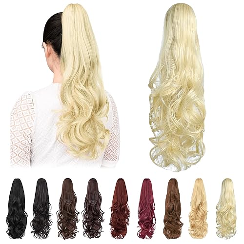 Miniatura 9 de ShulaSHOP Extensión de cola de caballo, extensiones de cabello con clip de garra de 22 pulgadas, extensiones de cabello largo y rizado, extensión de