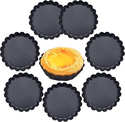16 mini sartenes para tartas con parte inferior extraíble de 4 pulgadas, antiadherentes, reutilizables, lados acanalados, mini molde para tartaletas