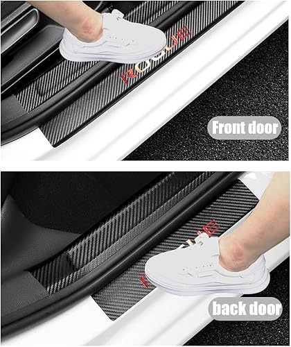 Miniatura 2 de LEXLEY Protector de umbral de puerta de cuero estilo fibra de carbono para Nissan 2014-2026 Rogue Sport 2017-2022, protector de umbral de puerta de