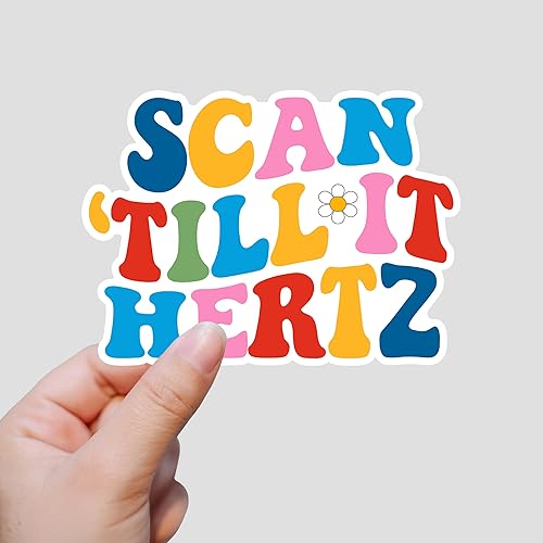 Miniatura 2 de (3 piezas) Scan Till It Hertz - Calcomanías divertidas de tecnología de ultrasonido, calcomanías retro humorísticas para decorar calcomanías de