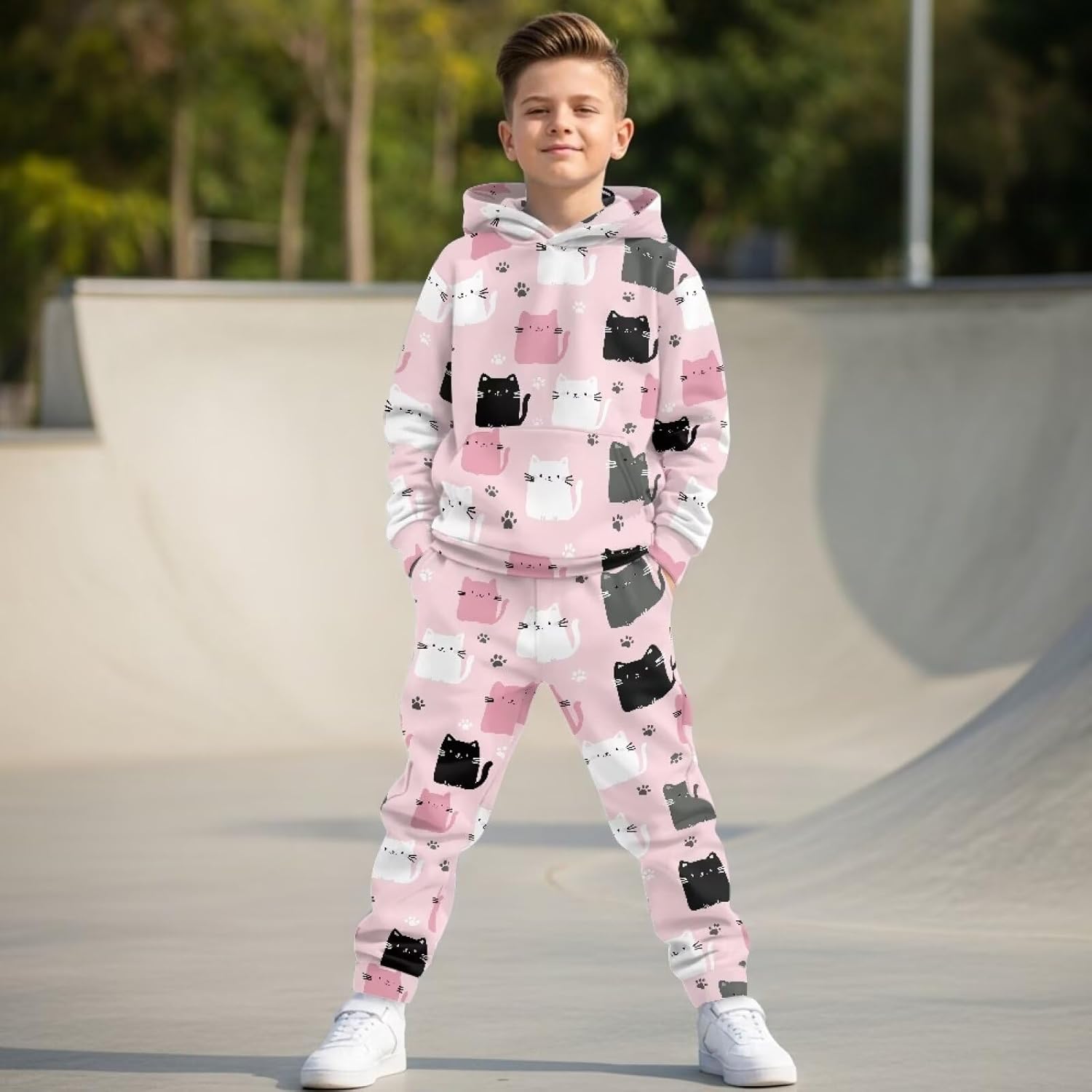 Girls Boys 2 Piece Tracksuit Athletic Sweatsuits Sets Hooded Sweatshirt and Jogger Sweatpants Clothing Sets