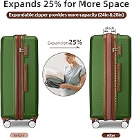 Vista 2 de LARVENDER Conjuntos de equipaje 6 piezas con estuche cosmético, Verde, Juego de equipaje rígido