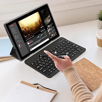 Tablet with Keyboard, 10 Inch 4GB RAM+128GB ROM+1TB Android Tablets PC, 2.0Ghz Quad-core Processer Computer, 8MP Dual Camera, 6000mAh Battery, 2 in 1 Tablets with Case, Mouse, Stylus, Type-c cable