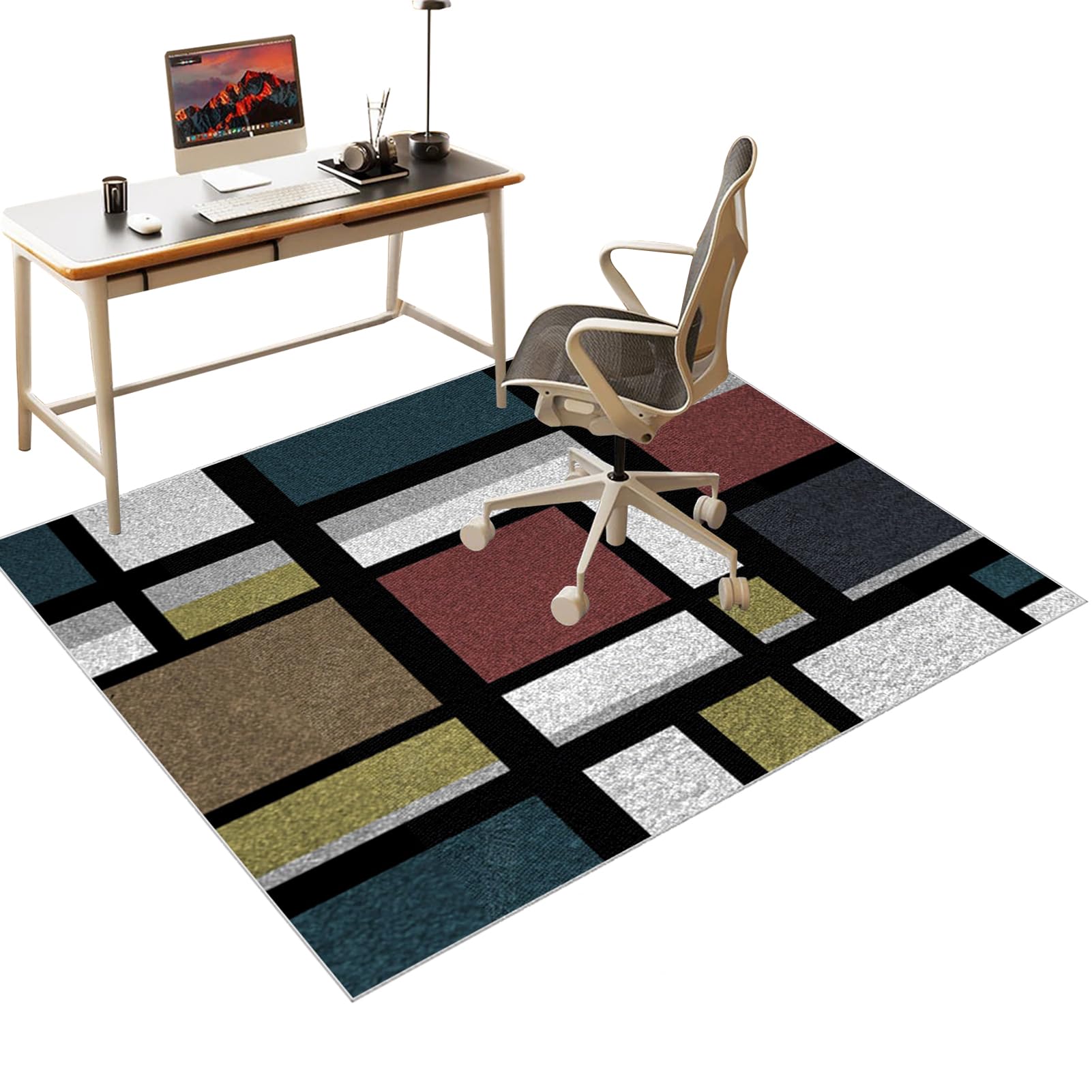 Desk Chair Mat for Carpet Floors, Office Chair Mat for Hardwood Floor, Computer Gaming Chair mat for Hard Floor, Computer Rolling Chair Mat for Home and Office Floor Protector Mat Rug 130 x 160 cm