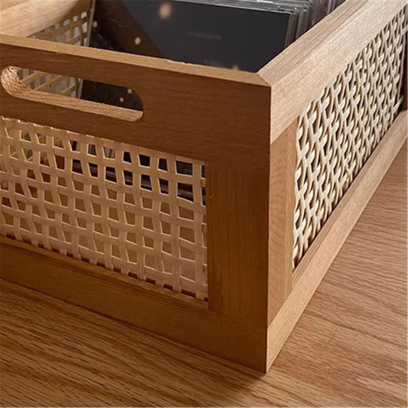 Custodia per CD Scatola porta CD in legno traforato, scaffale multifunzionale for riporre i dischi in casa Portadischi