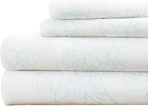 Linen Market Juego de sábanas de 3 piezas estampadas, Queen, Vine Aqua